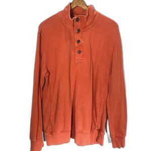 AMERICAN EAGLE Vintage Classic Henley Shirt 1/4 Zip & Button Mens L Orange